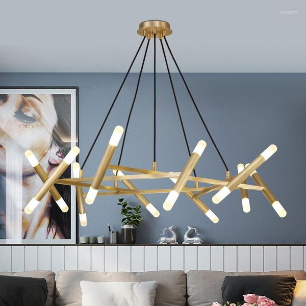 Подвесные лампы постмодерна все медные легкие роскошные молекулярная люстра простая гостиная столовая спальня стильная