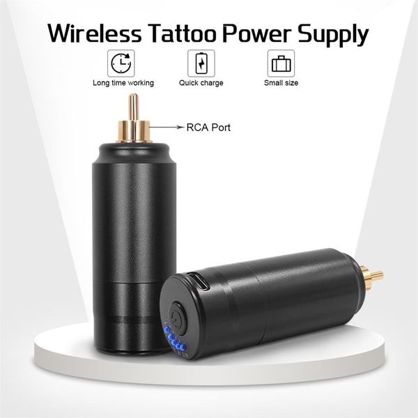 Ultimo alimentatore per tatuaggi wireless Connettore CC RCA Mini batteria digitale per penna rotativa per tatuaggi283f