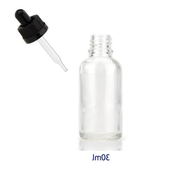 Kinderfeste Kappe 30 ml klare Glas -Tropfenflaschen für ätherisches Öl für E Liquid Medicine Cosmetics 440 PCs kostenlos Versand KQQJP