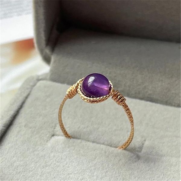 14K Gold Filled Birthstone Ring Natural Ametista Gioielli fatti a mano Knuckle Ring Mujer Boho Bague Femme Minimalismo Boho Rings268H