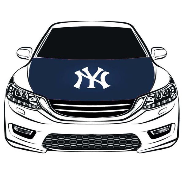 Motorhaubenabdeckung mit New York Yankees-Flagge, 3 x 1,5 m, elastische Stoffe mit Motorflagge, waschbar 253 Stunden