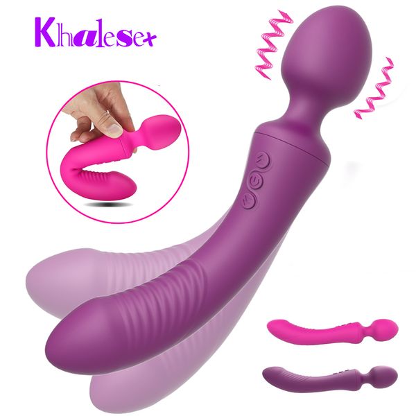 Vibradores Poderoso vibrador AV duplo adequado para massageador de varinha mágica feminino estimulador clitoriano Gspot silicone adulto brinquedo sexual masturbação 230719