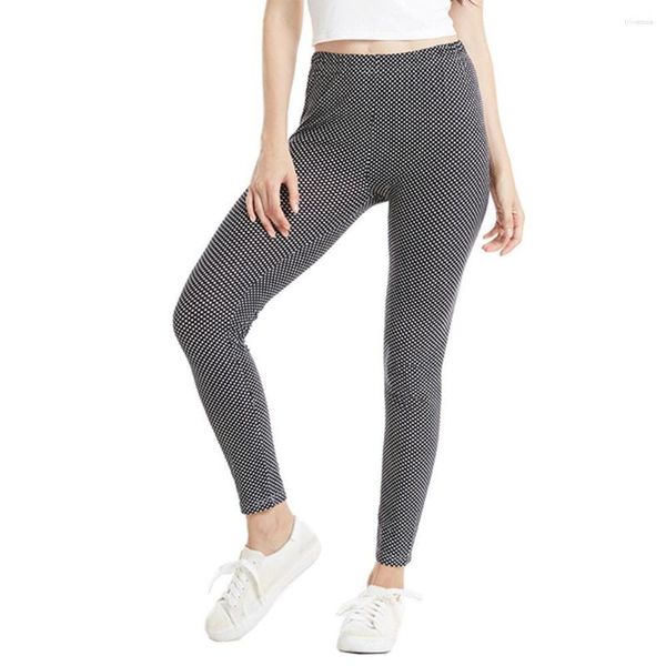 Kadın Taytlar Siyah Beyaz Polka Dot Ptint Bel Bandı Elastik Yüksek Bel Yok Yoga Sıska Pantolon Sıradan Spor Giyim Pantolon