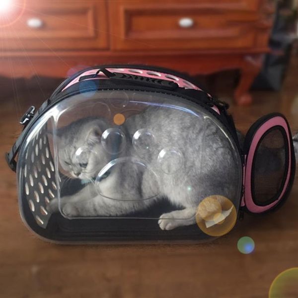 Marsupio portatile trasparente pieghevole per gatti Zaino per animali domestici Cane Borsa da viaggio universale Confezione traspirante Box280m