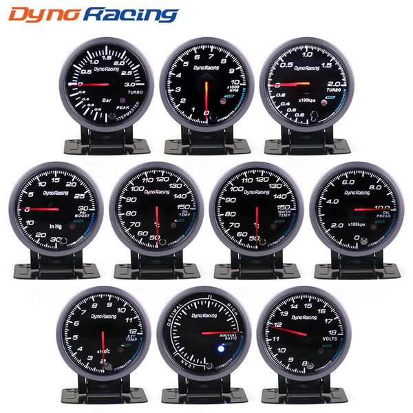 Dynoracing 2 5'' 60MM Weiße gelbe Lichter Öldruck Wassertemperatur Öltemperatur Spannung Turbo Boost Abgastemperaturanzeige Ca239e