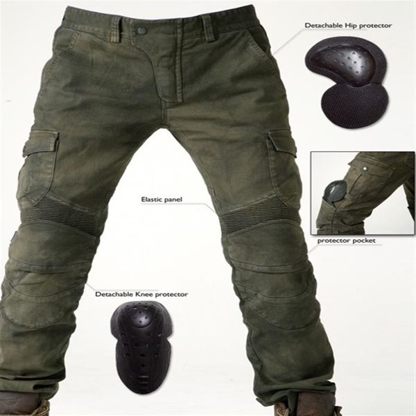 Pantaloni da moto da uomo bruttoBROS Motorpool jeans da equitazione alla moda da corsa Pantaloni protettivi della locomotiva Black Stain over Olive g343Q