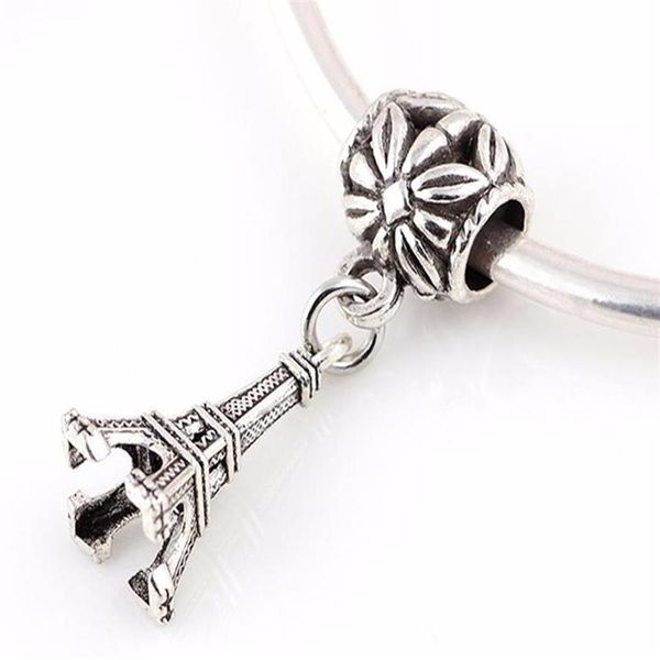 100pcs Eyfel Tower Charm Büyük Delik Boncuk Avrupa Kolye Fit Pandora Bilezikler Kolye DIY Takı Yapımı246t