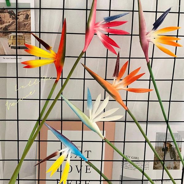 Fiori decorativi Stile europeo Strelitzia reginae artificiale Ramo Grande paradiso Uccello Piante morbide Decorazione per l'ufficio domestico Verde
