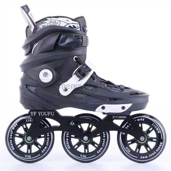 Patins em linha 3X110mm adultos patins de velocidade em linha para roda máxima de 110mm sapatos de patinação com rolamento ILQ-9 liga CNC 7075 base de quadro de skate HKD230720