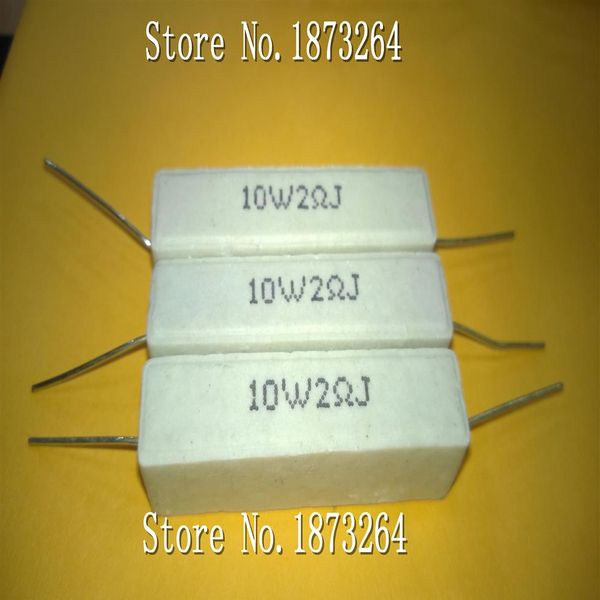 10W2RJ resistores de cimento de cerâmica resistência de cimento 10W2 chumbo 10 watts 2 ohm resistor de carga 5PCS LOT275f