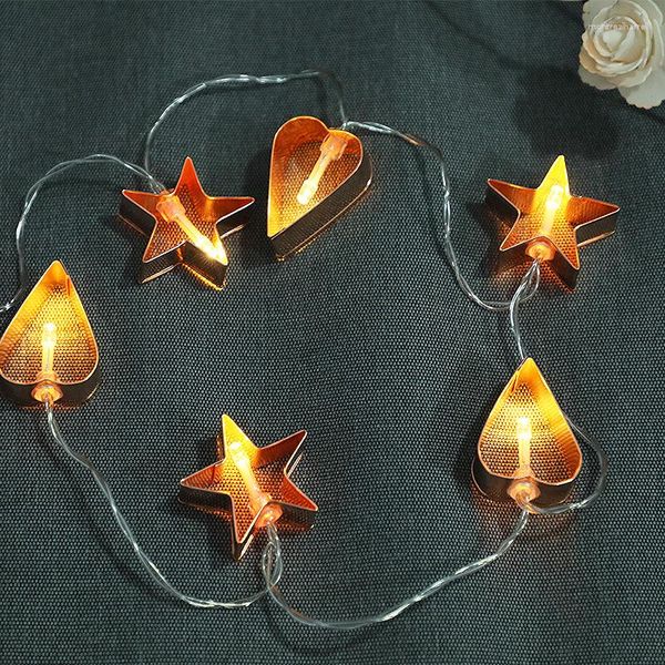 Cordas Luzes LED Cordas Estrela de Cinco Pontas Candeeiro em forma de coração Quarto Criativo Decorativo Atmosfera de Férias