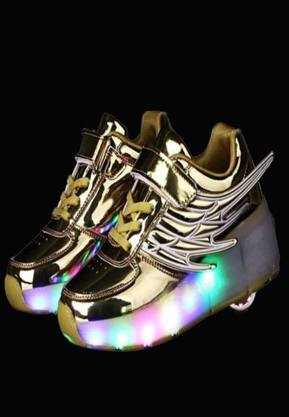 Leuchtende Turnschuhe für Kinder, leuchtende Turnschuhe mit Rädern, Kinder-Rollschuhschuhe, LED-Leuchtschuhe für Mädchen und Jungen, Flügelschuhe 201008169120986