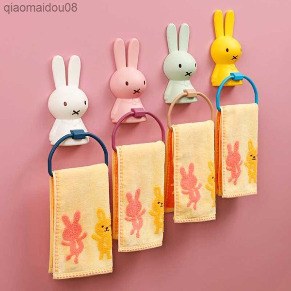 Cartoon Kaninchen Hängen Haken Badezimmer Handtücher Rack kinder Handtuch Regal Nette Bad Handtuch Kleiderbügel Tuch Trockner Kunststoff Regal L230704