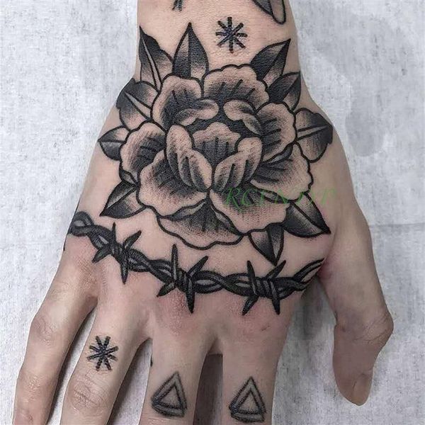 Wasserdicht Temporäre Tattoo Aufkleber Blume Symbol Dreieck Zurück In Hand Tattoos Gefälschte Tatto Flash Tatoo für Mädchen Frauen Männer Kid244S