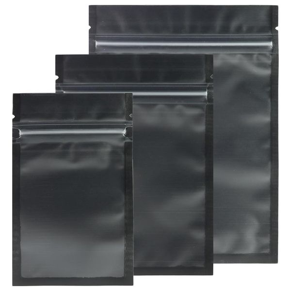 Tamanhos sortidos fosco transparente preto preto zip lock sacos 100pcs PE plástico plano Ziplock pacote saco 201022313V