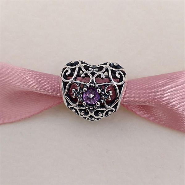 Andy Jewel Februar-Signatur-Herz-Geburtsstein aus 925er-Sterlingsilber, passend für europäischen Pandora-Schmuck 791784SAM256a