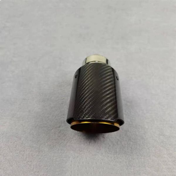 1 pezzo per tubo di scarico Akrapovic universale per auto alla griglia oro nero lucido punta del silenziatore in fibra di carbonio tubo di scappamento in acciaio inossidabile279l
