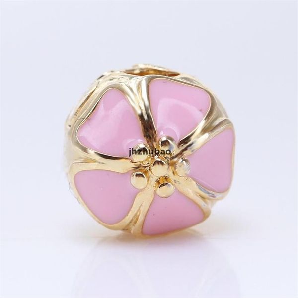 Kirschblüten-Perlen-Charms, ganzes S925-Sterlingsilber, passend für Pandora-Charm-Armbänder, 246 Stück