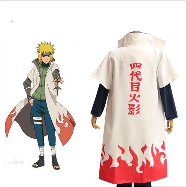 Japonya Naruto Yondaime Hokage Pelerin Beyaz Toz Kat Anime Cosplay Kostüm Yetişkin Cadılar Bayramı241L