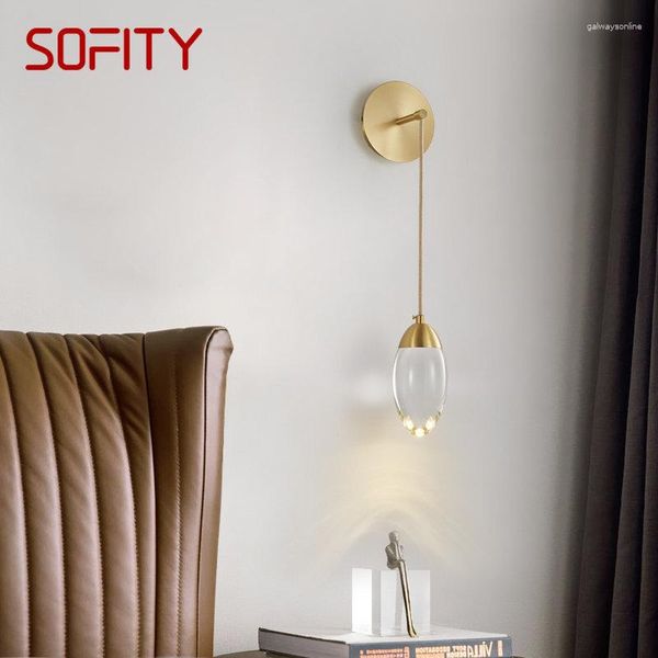 Lampada da parete BERTH Applique moderna in ottone dorato LED Illuminazione da comodino in rame creativa di lusso per l'arredamento del soggiorno di casa