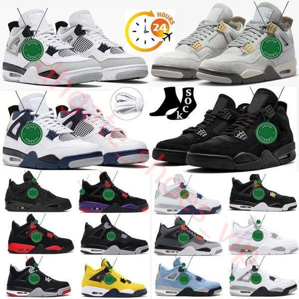 bianco rosso Jumpman 4 Military Black Cat Scarpe da basket Uomo Donna nero Verde Tela vuota artigianale Motorsports Zen Master University Blue Bred Sports Sneakers