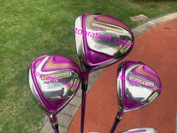 Kadın sol elle honma s07 golf kulübü tam set sürücü fairway ahşap ütüler putter 4 yıldız golf tam set grafit şaft ve çanta