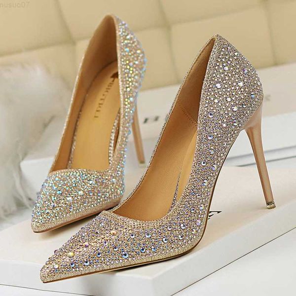 Sandálias BIGTREE Sapatos Strass Woman Pumps Fashion Wedding Shoes Women Basic Pump Stiletto Heals 10cm 7cm Sapatos de Salto Salto Alto L230720