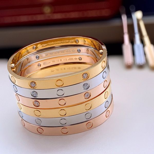 Designer-Armband, klassisches Liebesarmband, 4 Diamant-Armbänder, Armreif aus Titanstahl, vergoldet, nie verblassend, antiallergisch, Gold/Silber/Roségold, 18 Karat Roségold