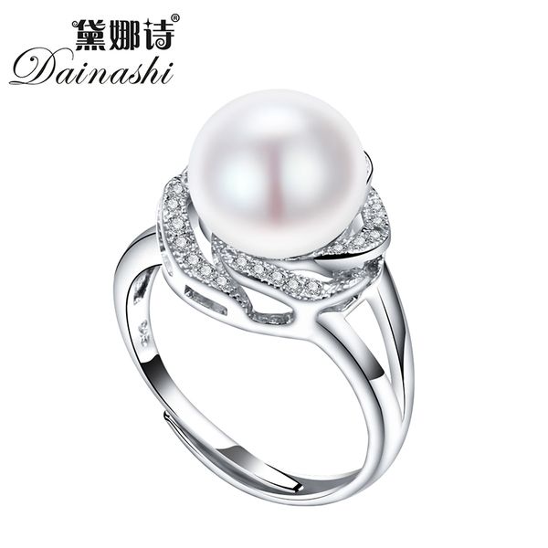 925 Серебряные ювелирные изделия в продаже Большие натуральные жемчужные кольца для женщин каменное кольцо регулируемое белое/розовое/фиолетовое жемчужина