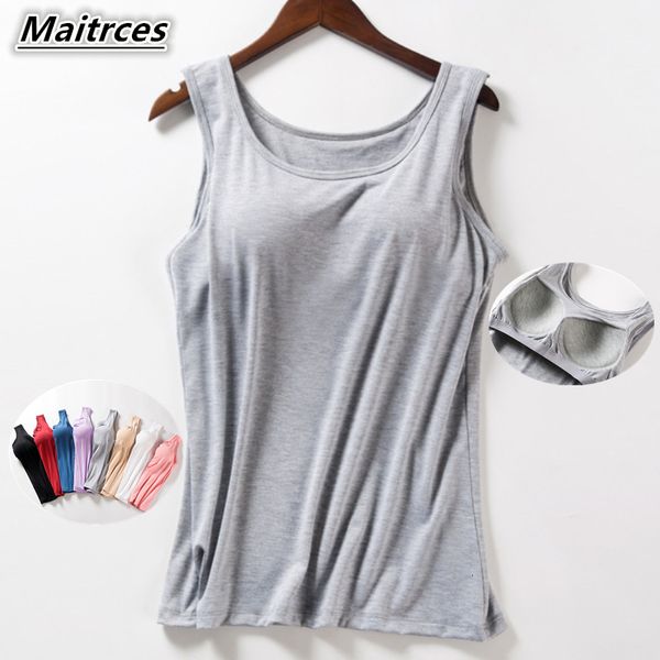 Camisoles Tank Sommer Tank Tops Hemd Modal Unterwäsche Plus Größe Weibliche T-shirt Leibchen Bluse Gebaut In Bh 230719