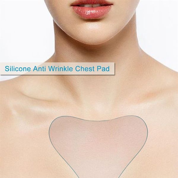 Almofada de peito antirrugas de silicone reutilizável invisível autoadesiva Almofada de peito elimina linhas finas rugas248S