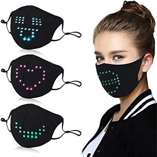 Lustige LED-Gesichtsmaske für Frauen, Studenten, Teenager, Geschenk, sprachaktivierter Filter, wiederverwendbar, halbe Dekoration, 305 V