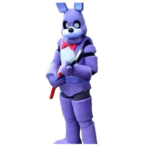 2024 venda de fábrica quente cinco noites no Freddy FNAF brinquedo assustador roxo coelho mascote traje terno halloween natal vestido de aniversário melhor qualidade