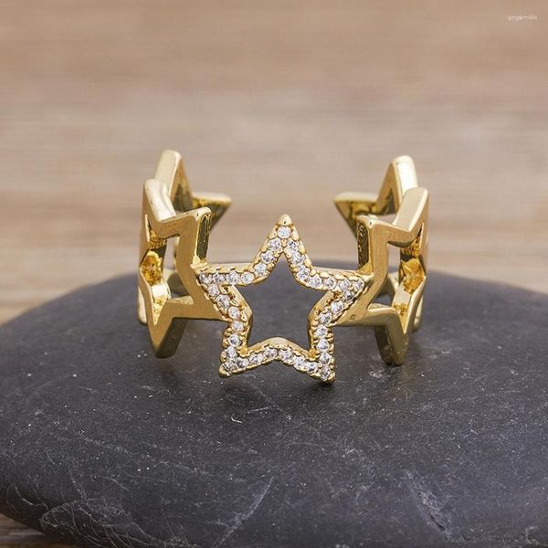 Кластерные кольца Aibef Star Design Crystal, регулируемый для женщин, невеста невеста, открытое кольцо, кольцо, свадебное общение, украшения