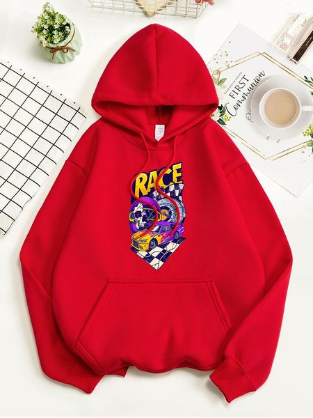 Frauen Hoodies Coole Rennen Auto Druck Männer Hoody Lose Mode Sportkleidungen Straße Qualität Sweatershirt Herbst Fleece Warme Weibliche Pullover