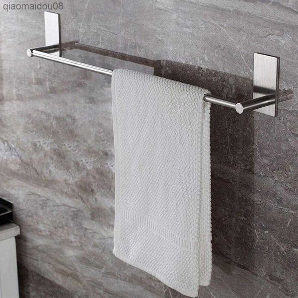 HOT SALESBathroom Aço Inoxidável Wall Mount Adesivo Toalheiro Suporte Cabide Atacado Dropshipping L230704