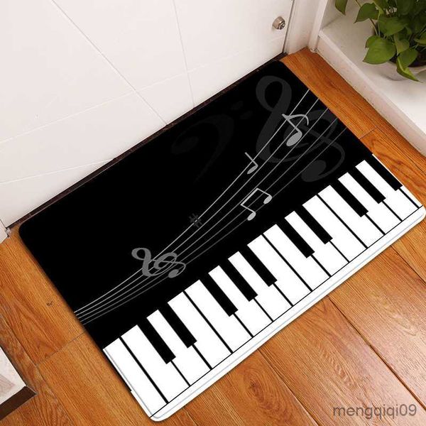 Tappeti Nota musicale Tappetino Colorato Antiscivolo Porta Tappeti Canto Pianoforte Camera Cucina Casa Soggiorno Bagno Decorazione Stampa Tappeto R230720