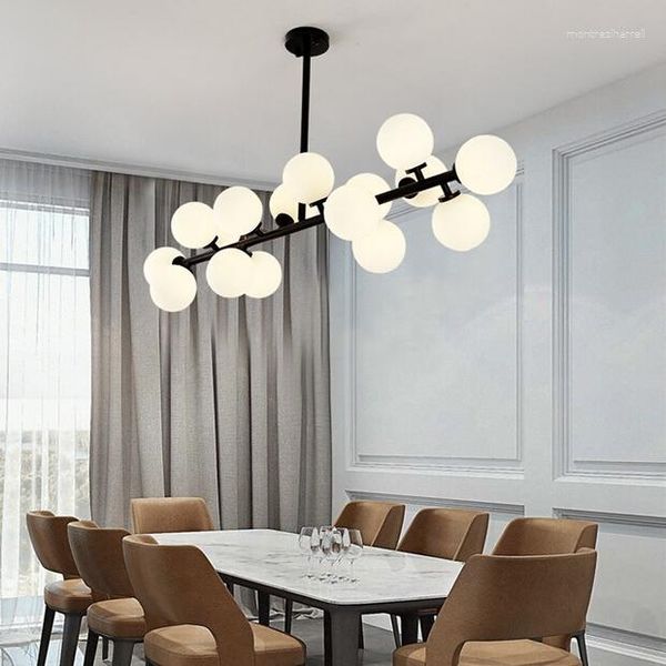 Lampade a sospensione Modern Black 16Heads Magic Bean Glass G4 Lampada DNA Molecular Ball Light Parlor AC100-240V