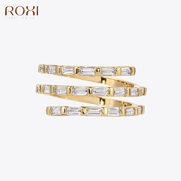 ROXI Ins Drei Schicht Premium Ring Zirkon Stein Ring für Frauen 18k Silber Platte Einstellbare Ringe Schmuck Aros plata Mujer