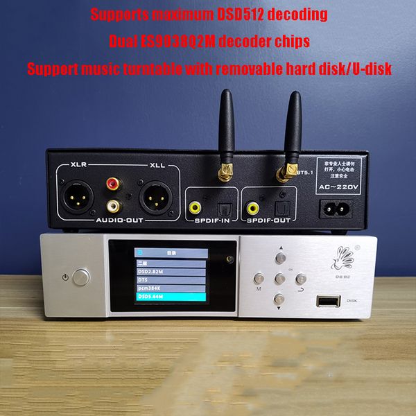 Наушники наушников Двойной ES9038Q2 Цифровой аудиоплеер, поддерживающий DSD256 без потерь декодирующий поворотный стол Bluetooth 51 LDAC Transmission 230719