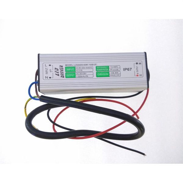 10pcs Precisão do driver do transformador de LED 50W 1500mA DC 30v-36v AC 90-256v IP67 à prova d'água Fonte de alimentação2951