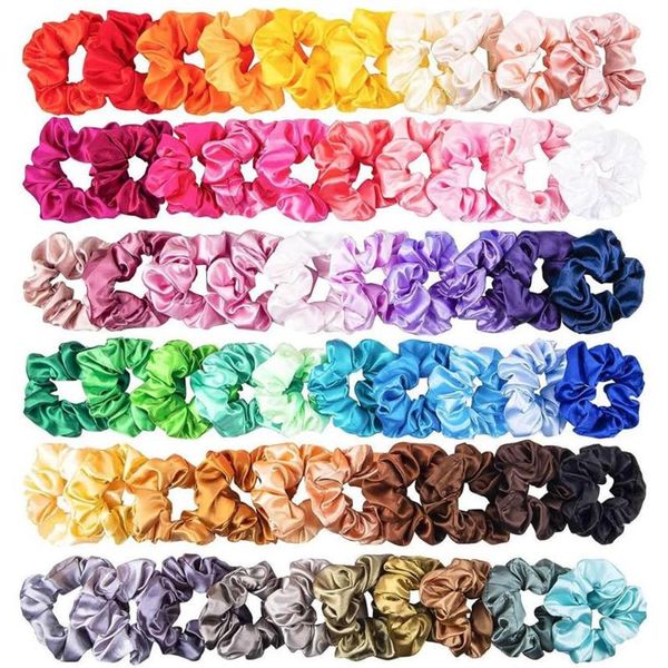 Красочный шелковый атласный Scrunchie Set 60 шт.