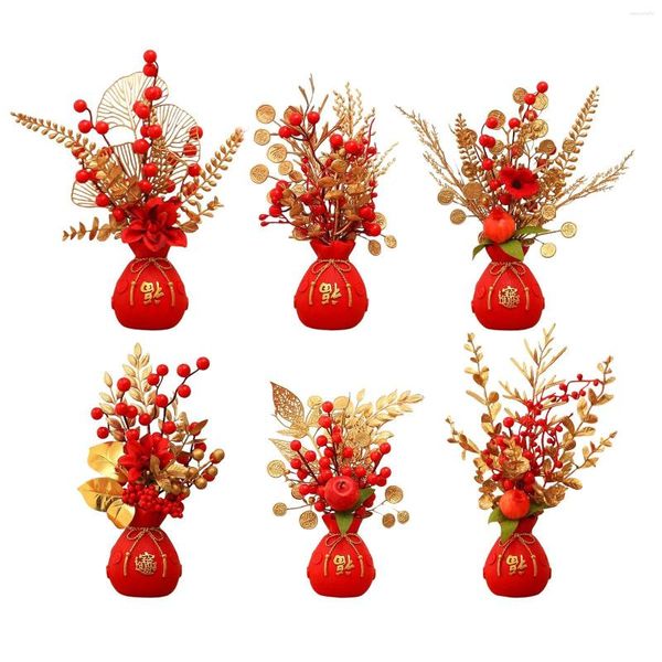 Dekorative Blumen Chinesisches Tier Glücksstatue Ornament Figur Miniatur Handwerk Dekor