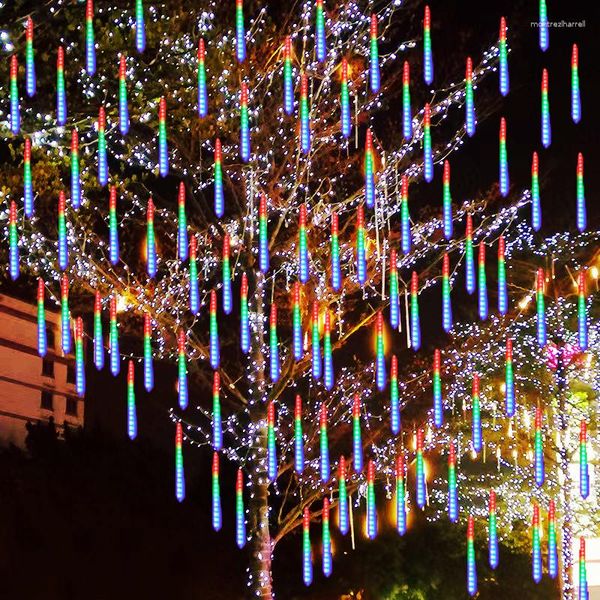 Saiten Wasserdichte EU/US-Stecker Girlande 8 Röhren LED Meteorschauer Regen String Licht 30/50 cm Eiszapfen schneefall Weihnachten Dekoration Navidad 2024