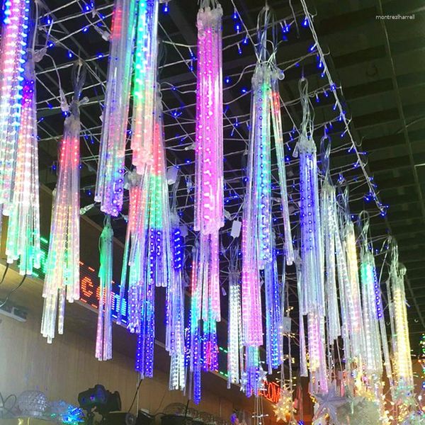 Строки 8 трубок светодиодные метеорные душевые светильники водонепроницаемый сказочный сад декор на открытом воздухе Рождественский дерево
