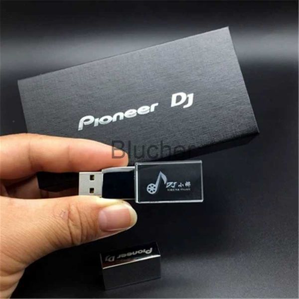 Cartões de memória USB Stick com luz LED Custom Crystal USB Flash Pen Drive 4 GB 8 GB 16 GB 32 GB USB20 para presente Pendrive Stick (mais de 10 peças grátis) x0720