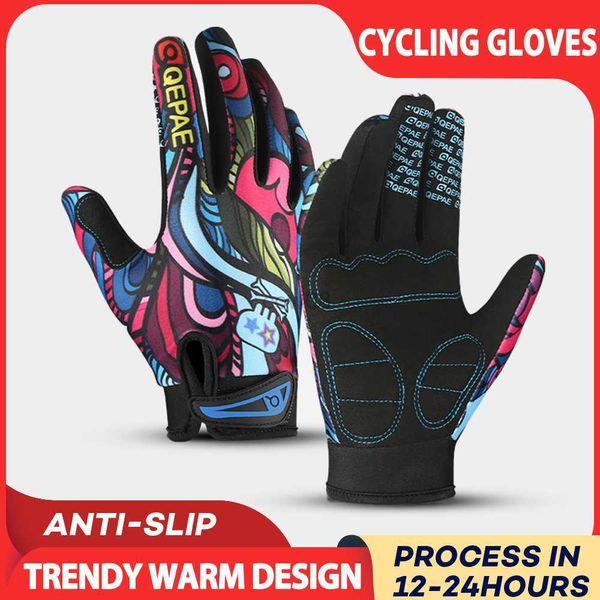 Велосипедные перчатки MTB Cycling Gloves Мужчины Женщины Full Finger Bicyc Цветопродажного экрана Shock -Resect Motorcyc Mitten Winter теплый велосипед Outdoor Sport Glove HKD230720