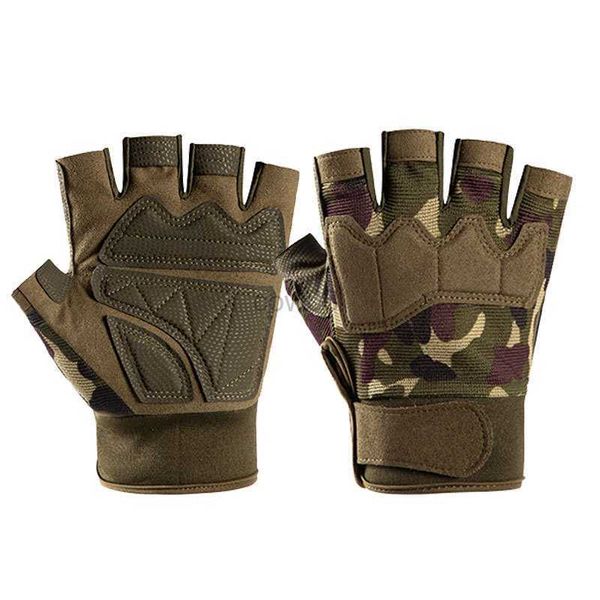 Luvas de Ciclismo Masculino Mulheres Esporte ao Ar Livre Camuflagem Tático Militar Luva de Luta Proteja Meio Dedo Fitness Luva de Ciclismo N20 HKD230720