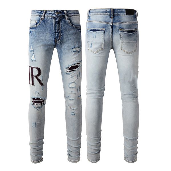 Designer Jeans Herren Hosen Leinenhosen Hip Hop Männer Jeans Distressed Ripped Biker Slim Fit Motorrad Denim Damen Jeans Herren Jeans lila Jeans