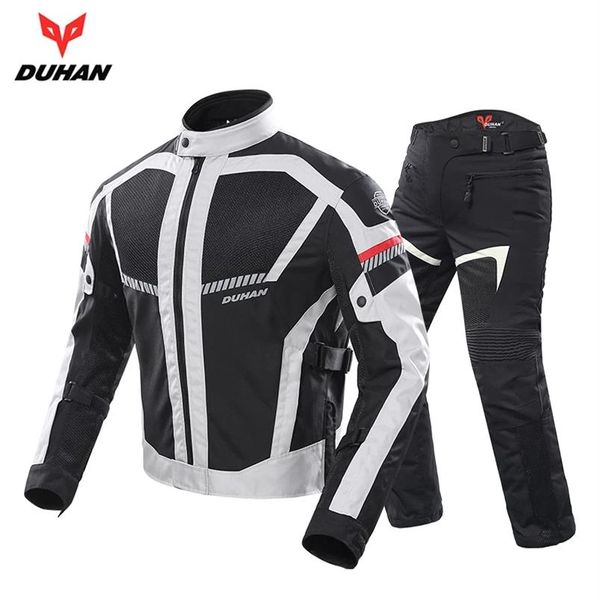 Duhan motocicleta vestuário jaqueta calças terno verão moto casaco masculino motobike equipamento de proteção malha respirável roupas reflexivas D-2248v